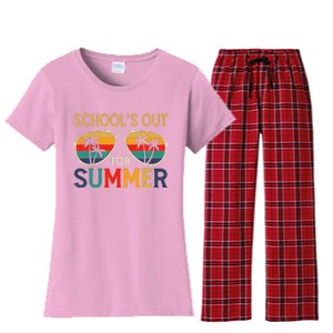 Schools Out For Summer Retro Last Day Of School Teacher Boy Women's Flannel Pajama Set