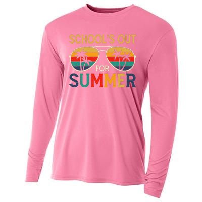 Schools Out For Summer Retro Last Day Of School Teacher Boy Cooling Performance Long Sleeve Crew