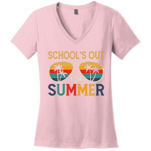 Schools Out For Summer Retro Last Day Of School Teacher Boy Women's V-Neck T-Shirt