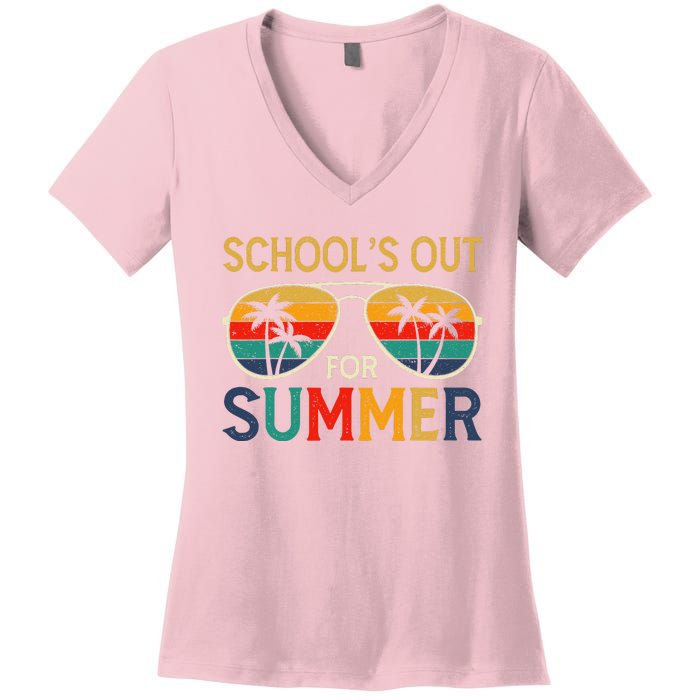 Schools Out For Summer Retro Last Day Of School Teacher Boy Women's V-Neck T-Shirt