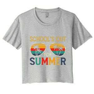 Schools Out For Summer Retro Last Day Of School Teacher Boy Women's Crop Top Tee