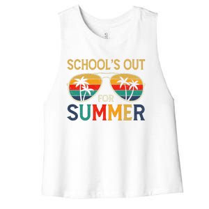 Schools Out For Summer Retro Last Day Of School Teacher Boy Women's Racerback Cropped Tank