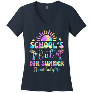 SchoolS Out For Summer Lunch Lady Life Last Day Of School Women's V-Neck T-Shirt