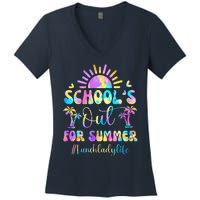 SchoolS Out For Summer Lunch Lady Life Last Day Of School Women's V-Neck T-Shirt