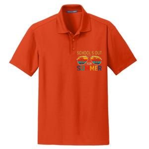 Schools Out For Summer Retro Last Day Of School Teacher Boy Dry Zone Grid Polo