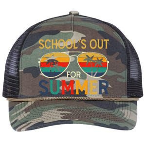 Schools Out For Summer Retro Last Day Of School Teacher Boy Retro Rope Trucker Hat Cap