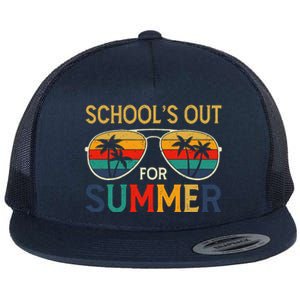 Schools Out For Summer Retro Last Day Of School Teacher Boy Flat Bill Trucker Hat