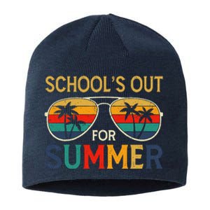 Schools Out For Summer Retro Last Day Of School Teacher Boy Sustainable Beanie