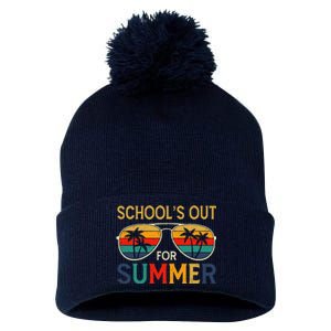 Schools Out For Summer Retro Last Day Of School Teacher Boy Pom Pom 12in Knit Beanie