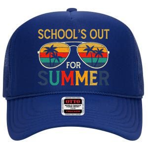 Schools Out For Summer Retro Last Day Of School Teacher Boy High Crown Mesh Back Trucker Hat