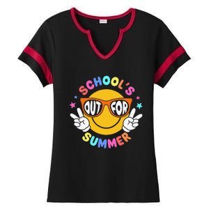 Schools Out For Summer Teacher Students Last Day Of School Ladies Halftime Notch Neck Tee