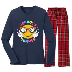 Schools Out For Summer Teacher Students Last Day Of School Women's Long Sleeve Flannel Pajama Set 