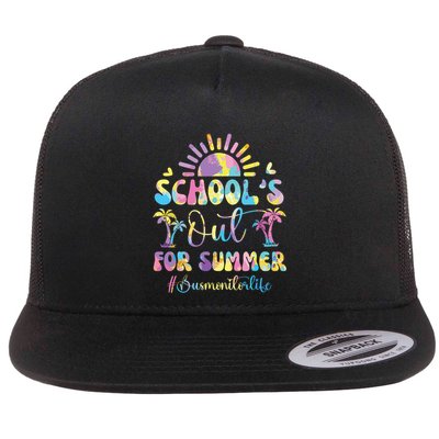 Schools Out For Summer Bus Monitor Life Last Day Of School Flat Bill Trucker Hat
