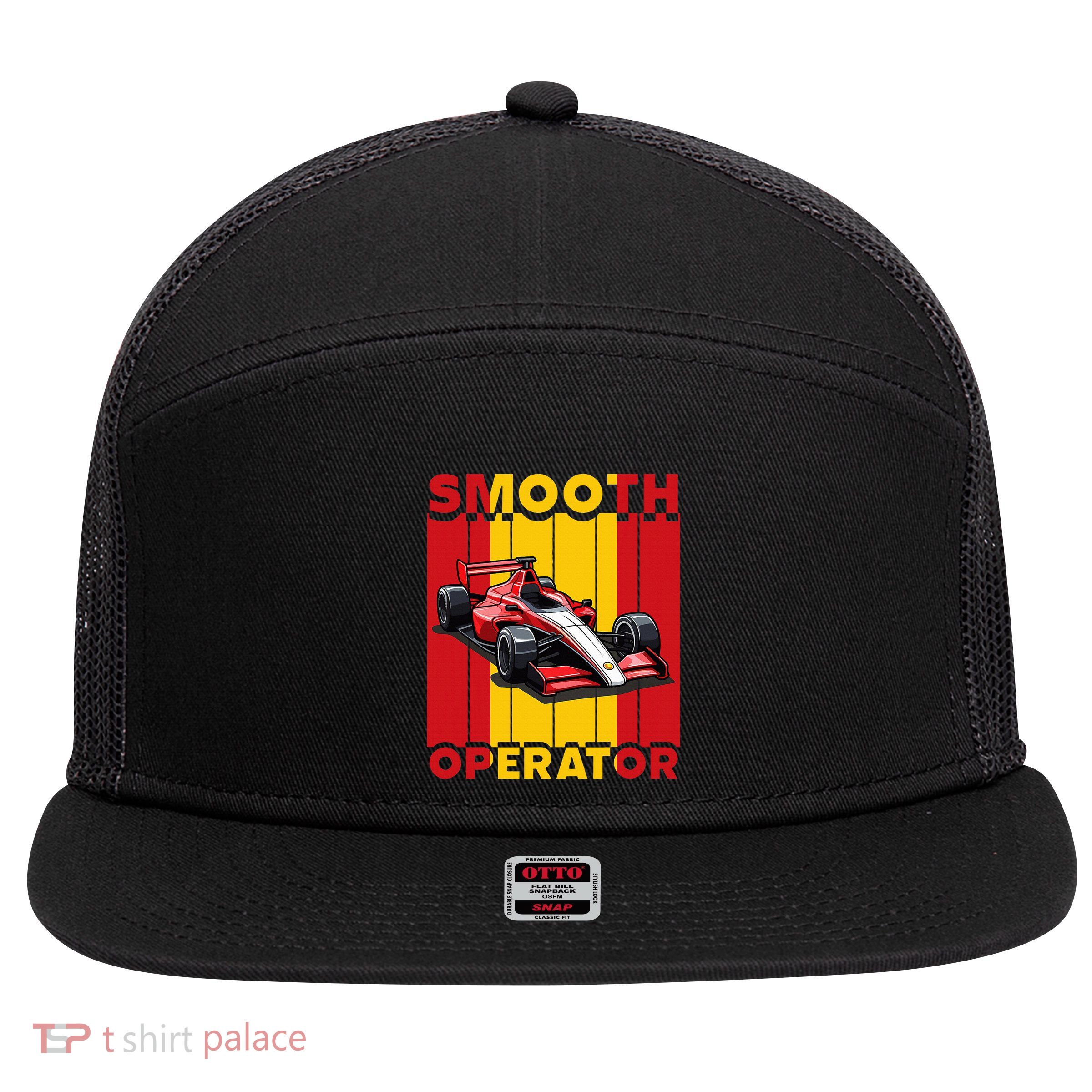 Smooth Operator Formula Racing Spain Flag Fast Cars 7 Panel Mesh Trucker Snapback Hat