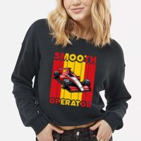 Smooth Operator Formula Racing Spain Flag Fast Cars Cropped Pullover Crew