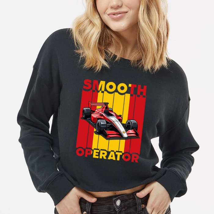 Smooth Operator Formula Racing Spain Flag Fast Cars Cropped Pullover Crew