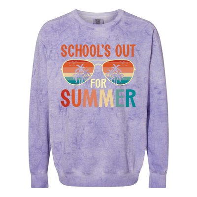 School Out For Summer Retro Last Day Of School Teacher Colorblast Crewneck Sweatshirt