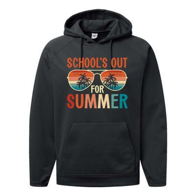 School Out For Summer Retro Last Day Of School Teacher Performance Fleece Hoodie