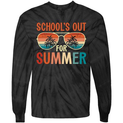 School Out For Summer Retro Last Day Of School Teacher Tie-Dye Long Sleeve Shirt