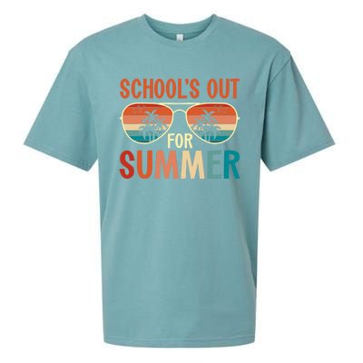 School Out For Summer Retro Last Day Of School Teacher Sueded Cloud Jersey T-Shirt