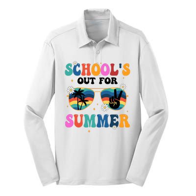 Schools Out For Summer Hippie Silk Touch Performance Long Sleeve Polo