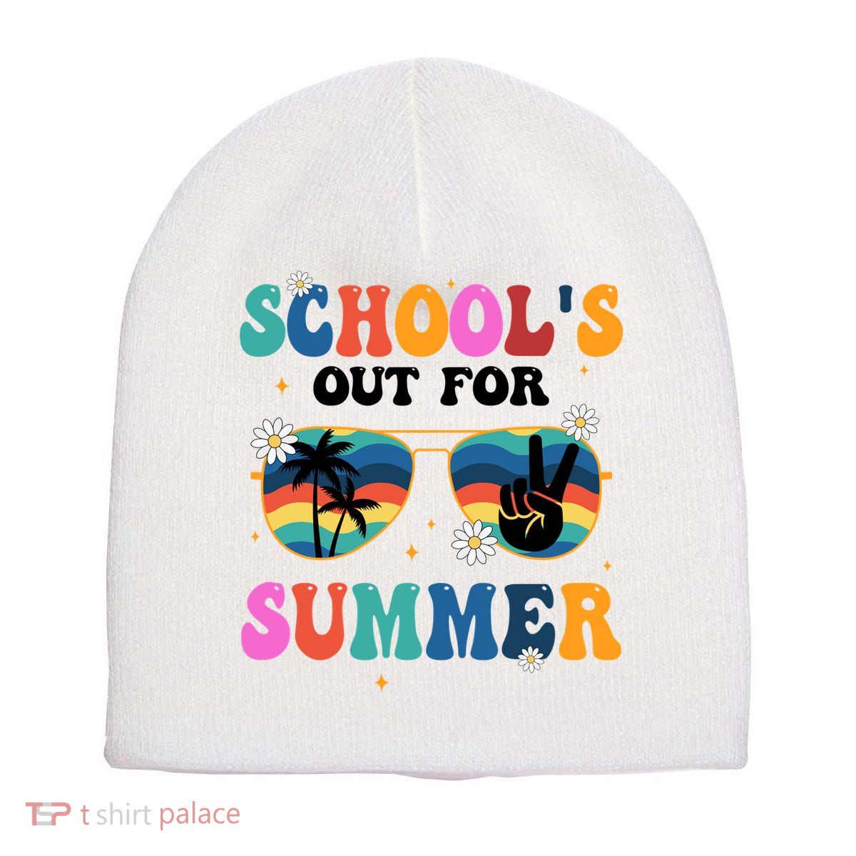 Schools Out For Summer Hippie Short Acrylic Beanie