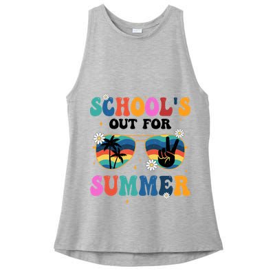 Schools Out For Summer Hippie Retro Ladies PosiCharge Tri-Blend Wicking Tank