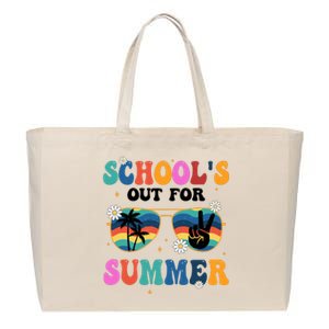 Schools Out For Summer Hippie Retro Cotton Canvas Jumbo Tote