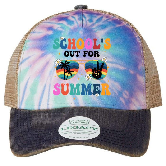 Schools Out For Summer Hippie Retro Legacy Tie Dye Trucker Hat