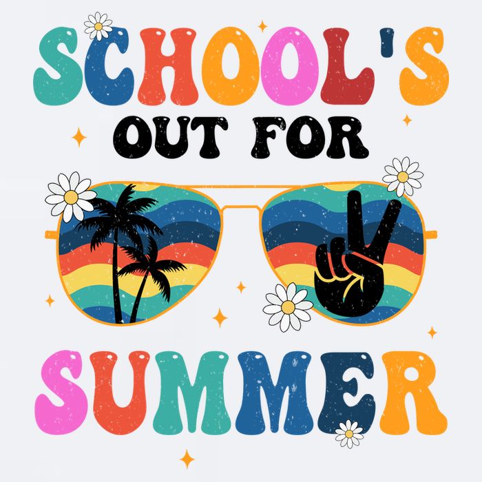 Schools Out For Summer Hippie Retro Sueded Cloud Jersey T-Shirt