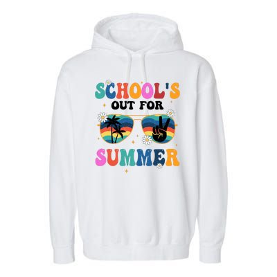 Schools Out For Summer Hippie Retro Garment-Dyed Fleece Hoodie