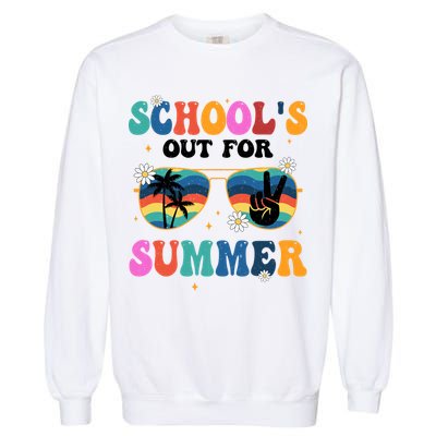 Schools Out For Summer Hippie Retro Garment-Dyed Sweatshirt