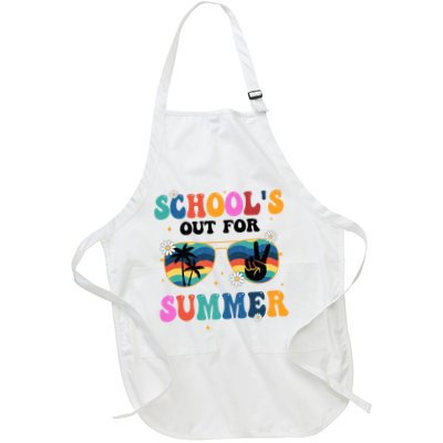 Schools Out For Summer Hippie Retro Full-Length Apron With Pockets
