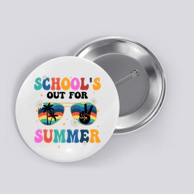 Schools Out For Summer Hippie Retro Button