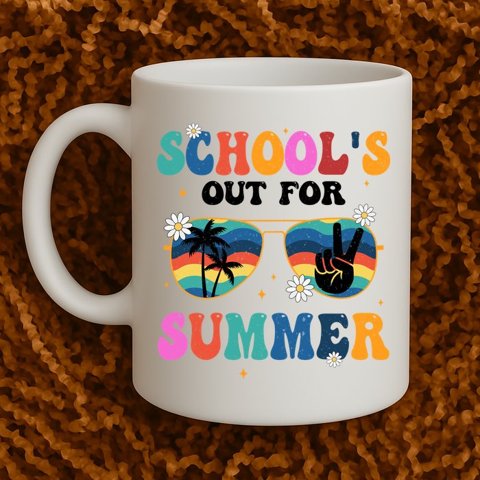 Schools Out For Summer Hippie Retro Mug