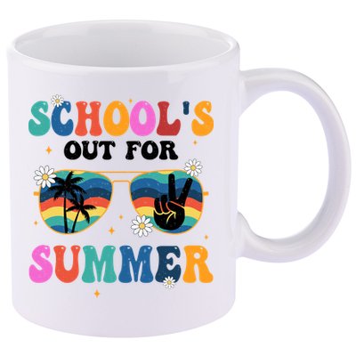 Schools Out For Summer Hippie Retro 11oz C Handle Ceramic Mug