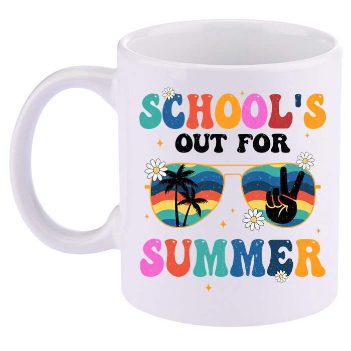 Schools Out For Summer Hippie Retro 11oz C Handle Ceramic Mug