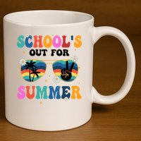 Schools Out For Summer Hippie Retro 11oz C Handle Ceramic Mug