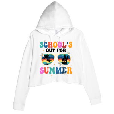 Schools Out For Summer Hippie Retro Crop Fleece Hoodie
