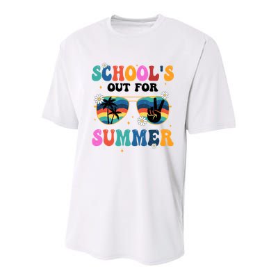 Schools Out For Summer Hippie Retro Youth Performance Sprint T-Shirt