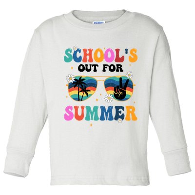 Schools Out For Summer Hippie Retro Toddler Long Sleeve Shirt