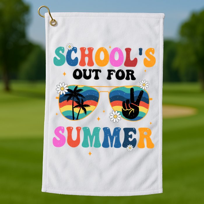 Schools Out For Summer Hippie Retro Golf Towel