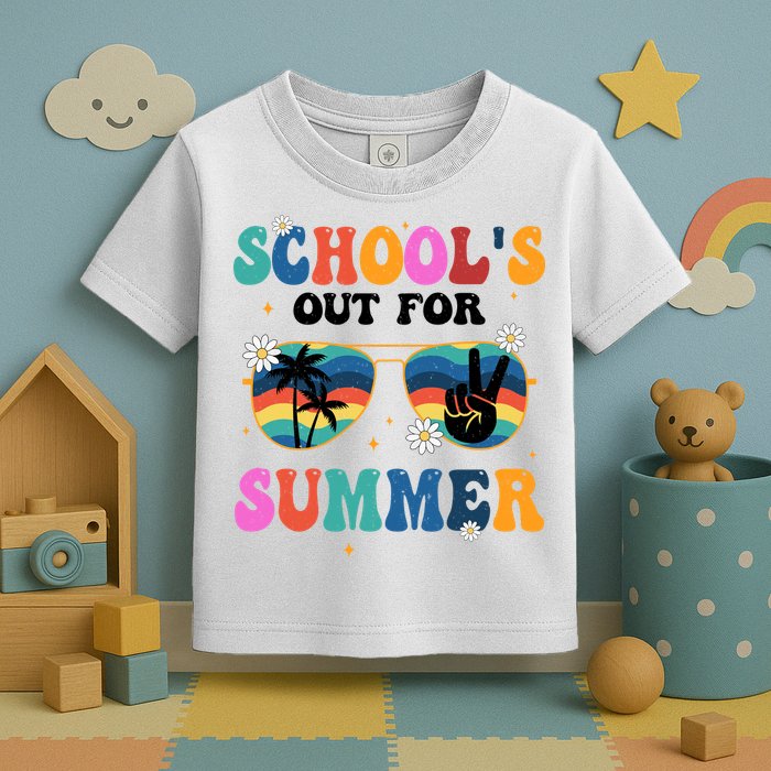 Schools Out For Summer Hippie Retro Toddler T-Shirt