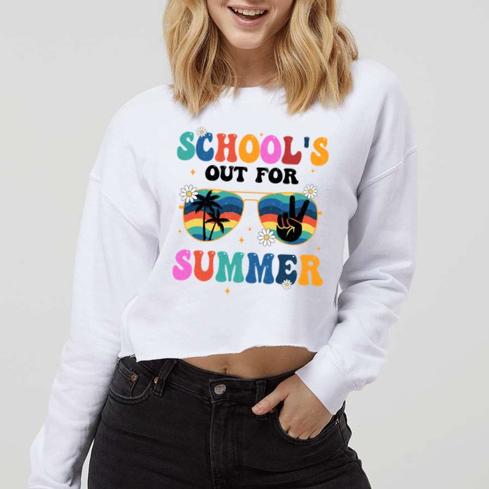 Schools Out For Summer Hippie Retro Cropped Pullover Crew