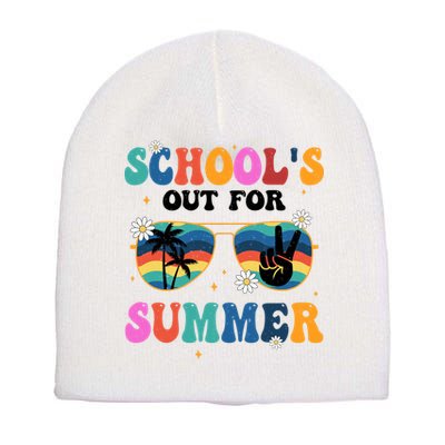 Schools Out For Summer Hippie Retro Short Acrylic Beanie