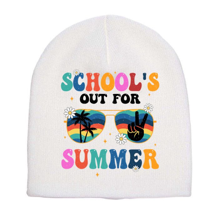 Schools Out For Summer Hippie Retro Short Acrylic Beanie