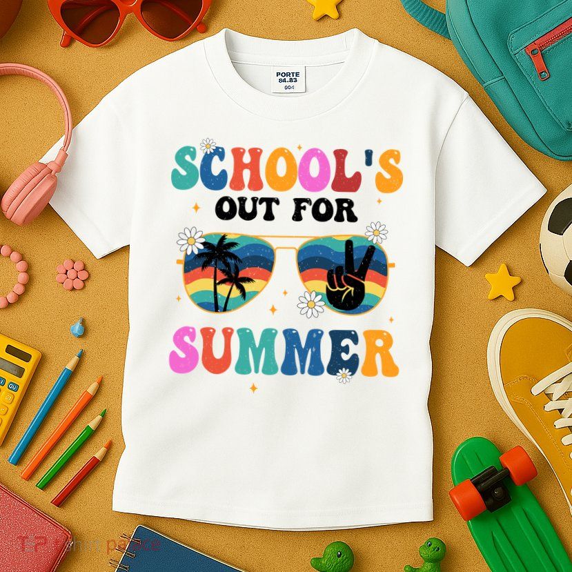 Schools Out For Summer Hippie Retro Kids T-Shirt