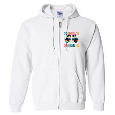 Schools Out For Summer Hippie Retro Full Zip Hoodie