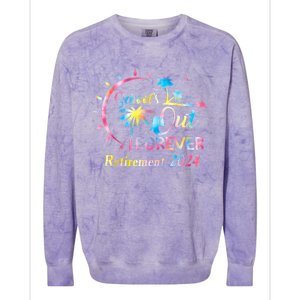 Schools Out Forever Retirement 2024 Tie Dye Retired Teacher Colorblast Crewneck Sweatshirt