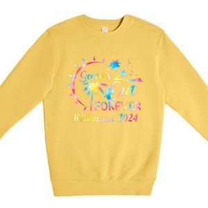 Schools Out Forever Retirement 2024 Tie Dye Retired Teacher Premium Crewneck Sweatshirt